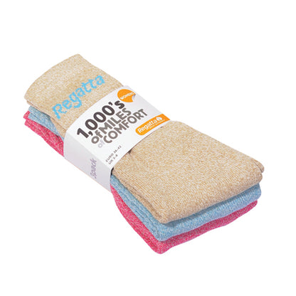 Bright Blush Marl - Lifestyle - Regatta Great Outdoors Womens-Ladies Marl Effect Socks (3 Pack)