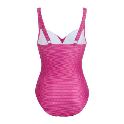 Pink - Back - Regatta Womens-Ladies Sakari Patterned One Piece Swimsuit