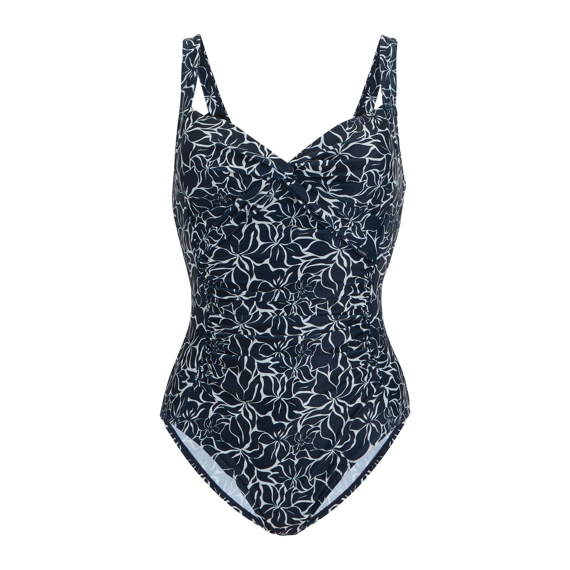 Navy - Front - Regatta Womens-Ladies Sakari Patterned One Piece Swimsuit