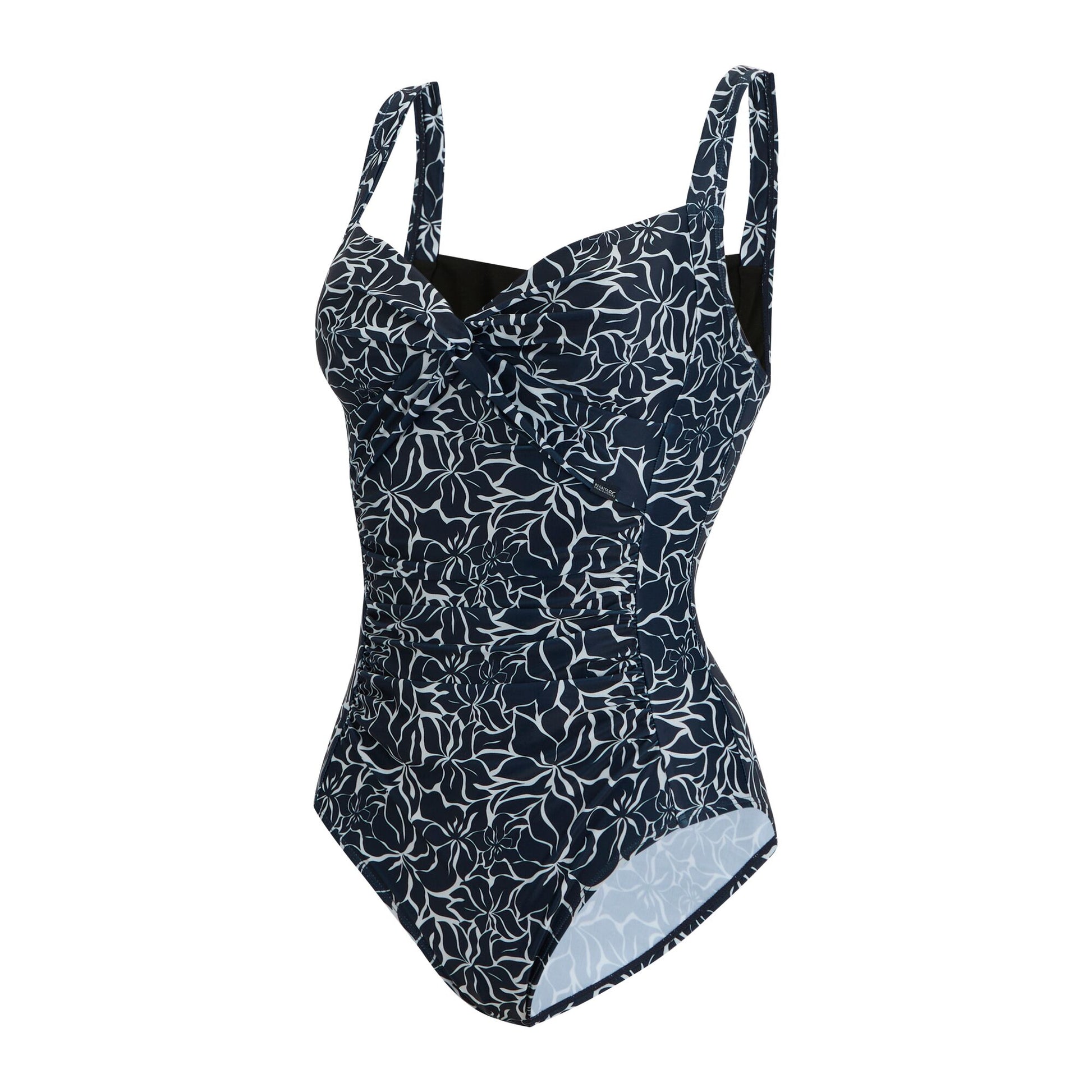 Navy - Side - Regatta Womens-Ladies Sakari Patterned One Piece Swimsuit