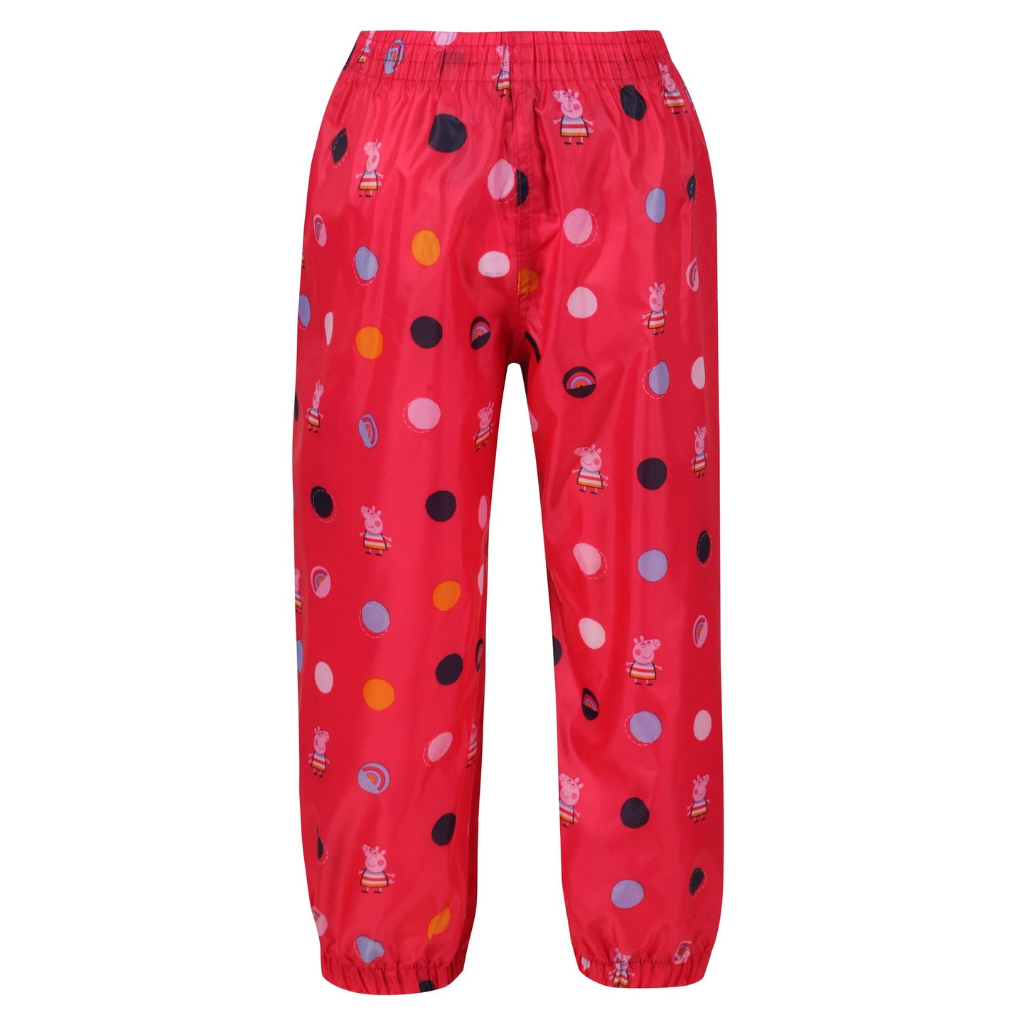 Bright Blush - Back - Regatta Childrens-Kids Polka Dot Peppa Pig Packaway Over Trousers