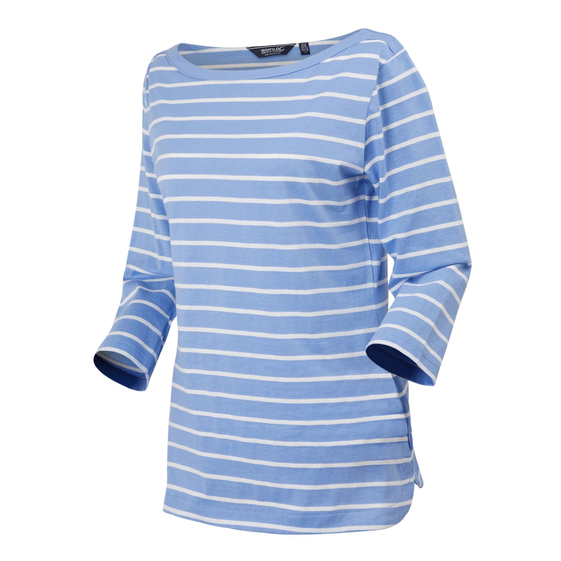 Hydrangea Blue-White - Side - Regatta Womens-Ladies Bayletta 3-4 Sleeve Top