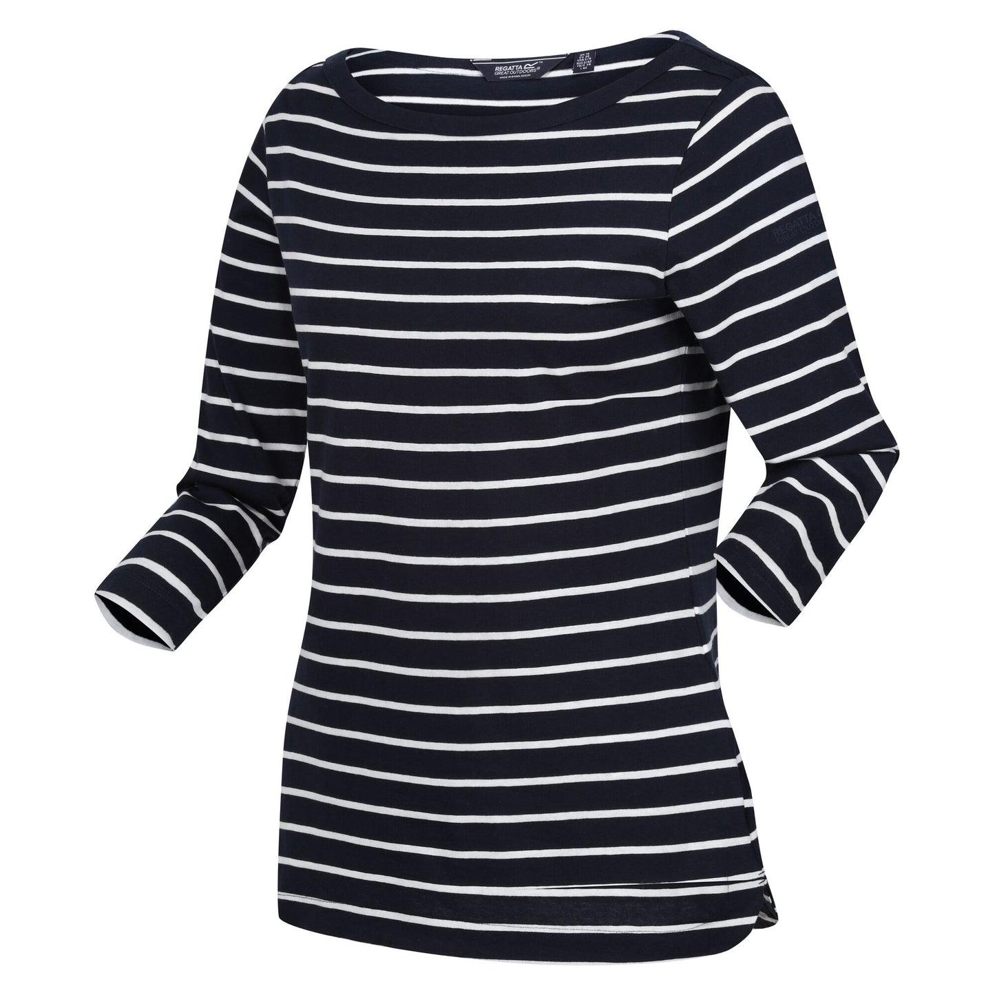 Navy-White - Side - Regatta Womens-Ladies Bayletta 3-4 Sleeve Top