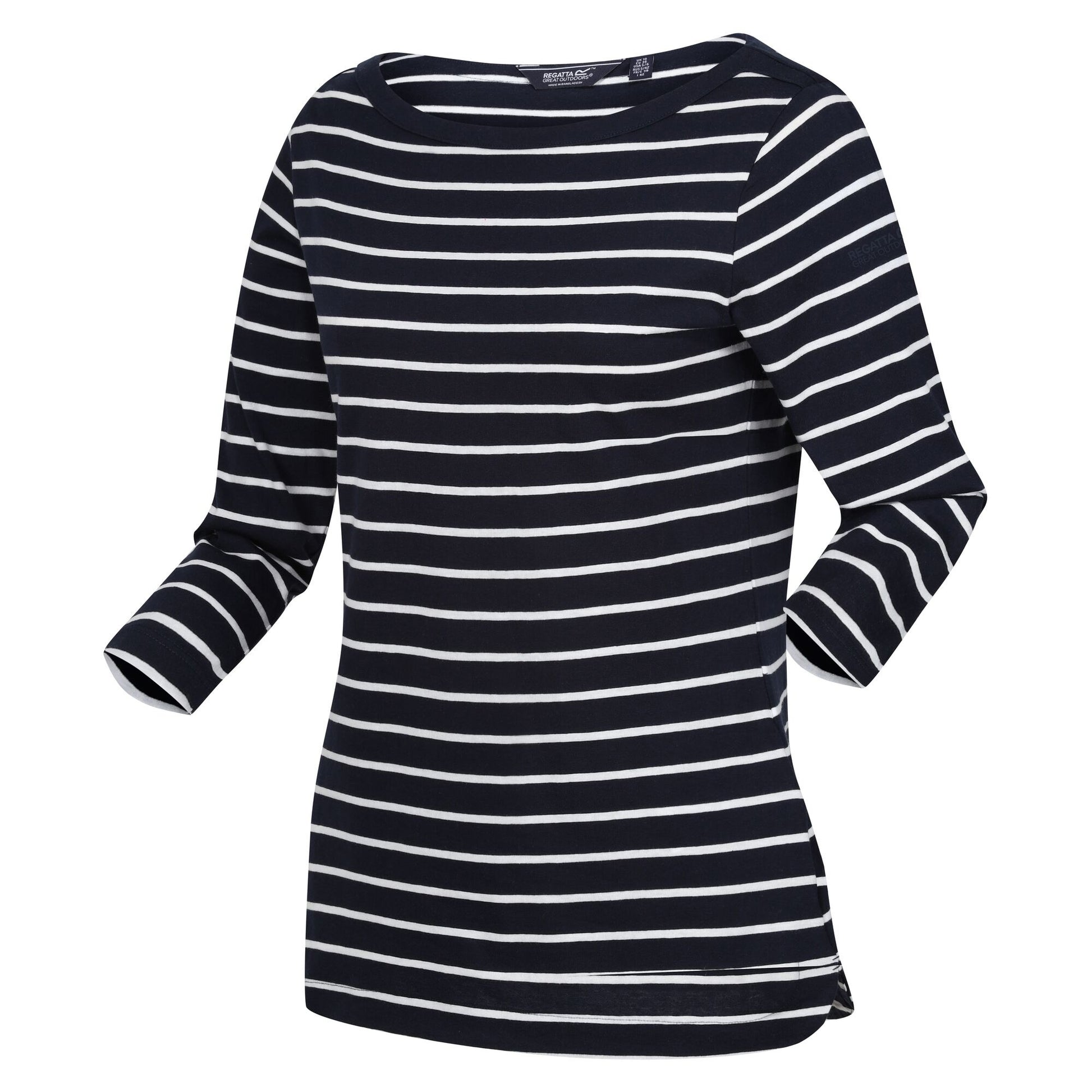 Navy-White - Side - Regatta Womens-Ladies Bayletta 3-4 Sleeve Top
