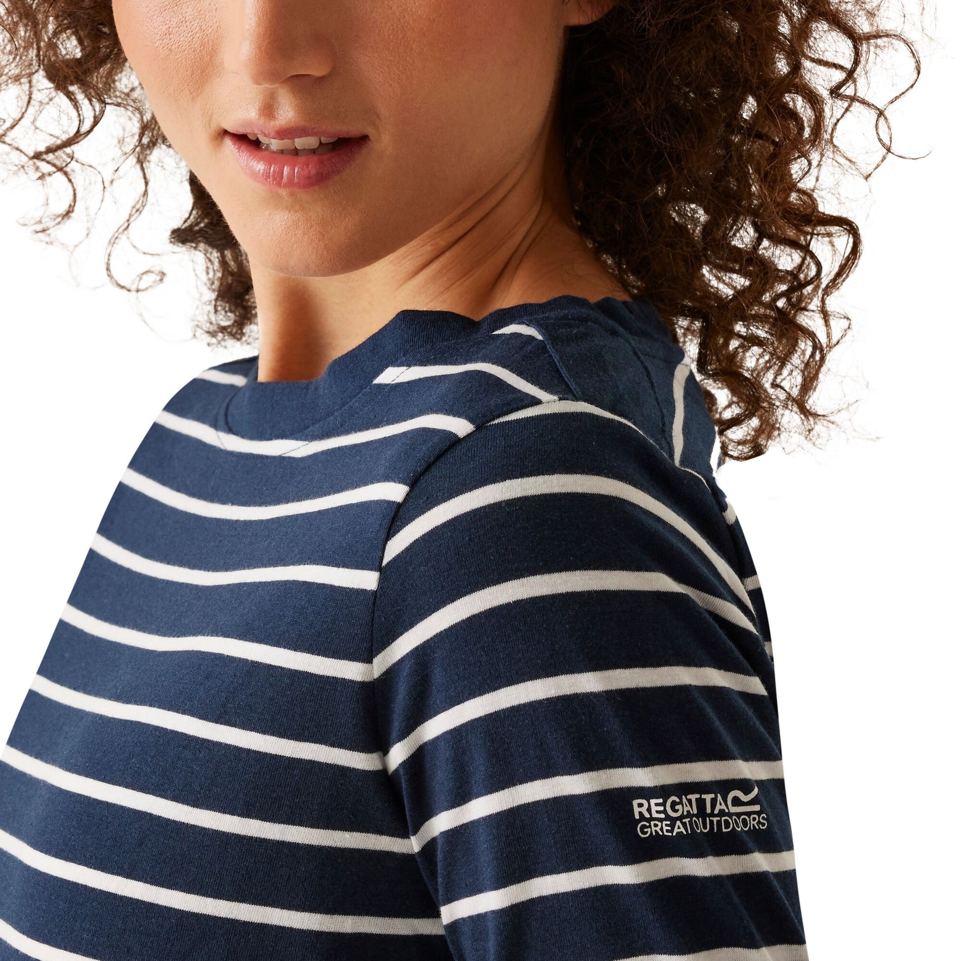 Navy-White - Lifestyle - Regatta Womens-Ladies Bayletta 3-4 Sleeve Top