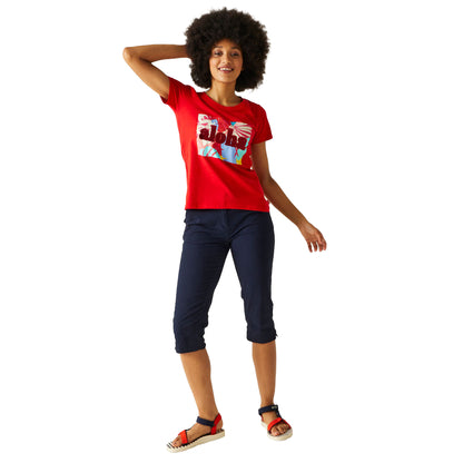 High Risk Red - Close up - Regatta Womens-Ladies Filandra VIII Tropical Leaves T-Shirt
