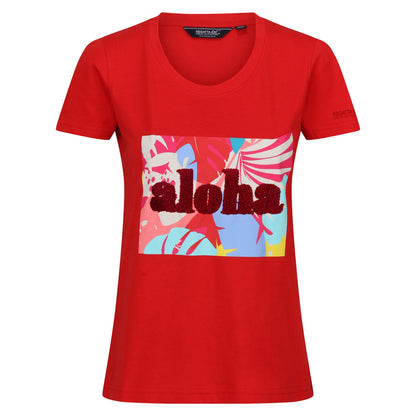 High Risk Red - Front - Regatta Womens-Ladies Filandra VIII Tropical Leaves T-Shirt