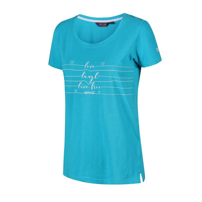 Azure Blue - Side - Regatta Womens-Ladies Filandra III Graphic Print Coolweave T-Shirt