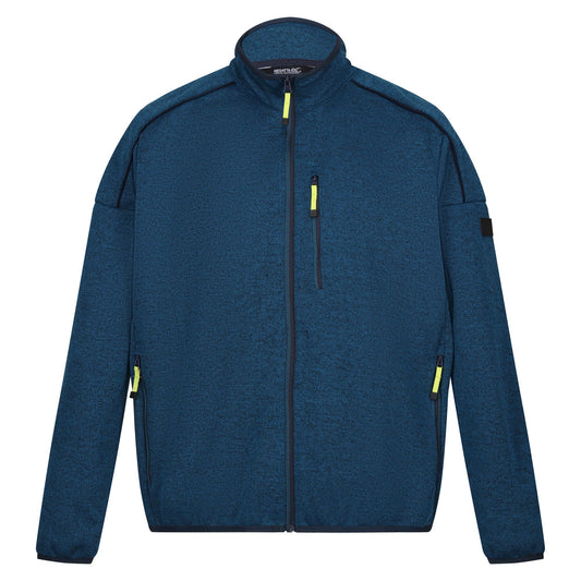 Moroccan Blue-Navy Marl - Front - Regatta Mens Kassam Marl Full Zip Fleece Jacket