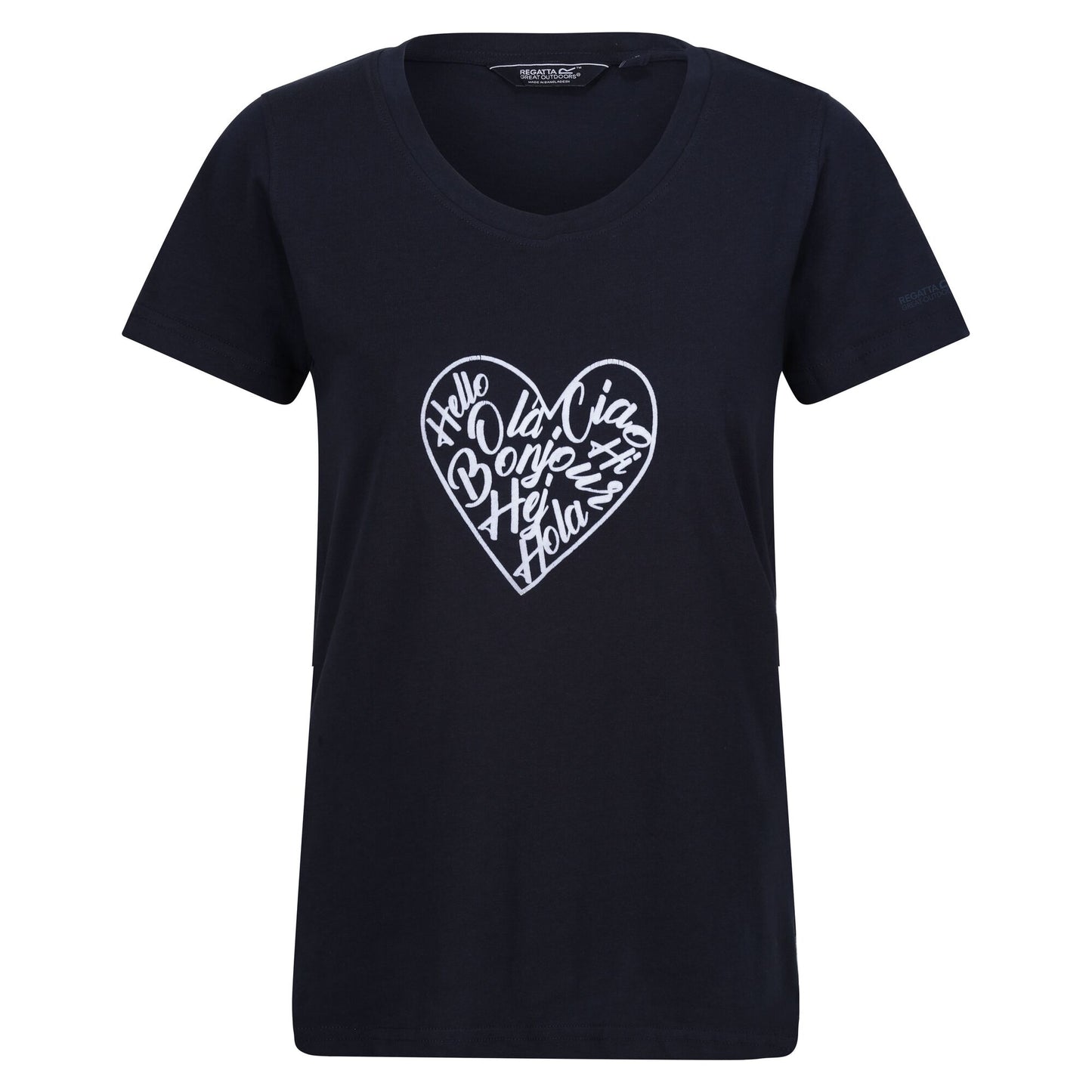 Navy - Front - Regatta Womens-Ladies Filandra VIII Amore Heart T-Shirt