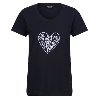 Navy - Front - Regatta Womens-Ladies Filandra VIII Amore Heart T-Shirt
