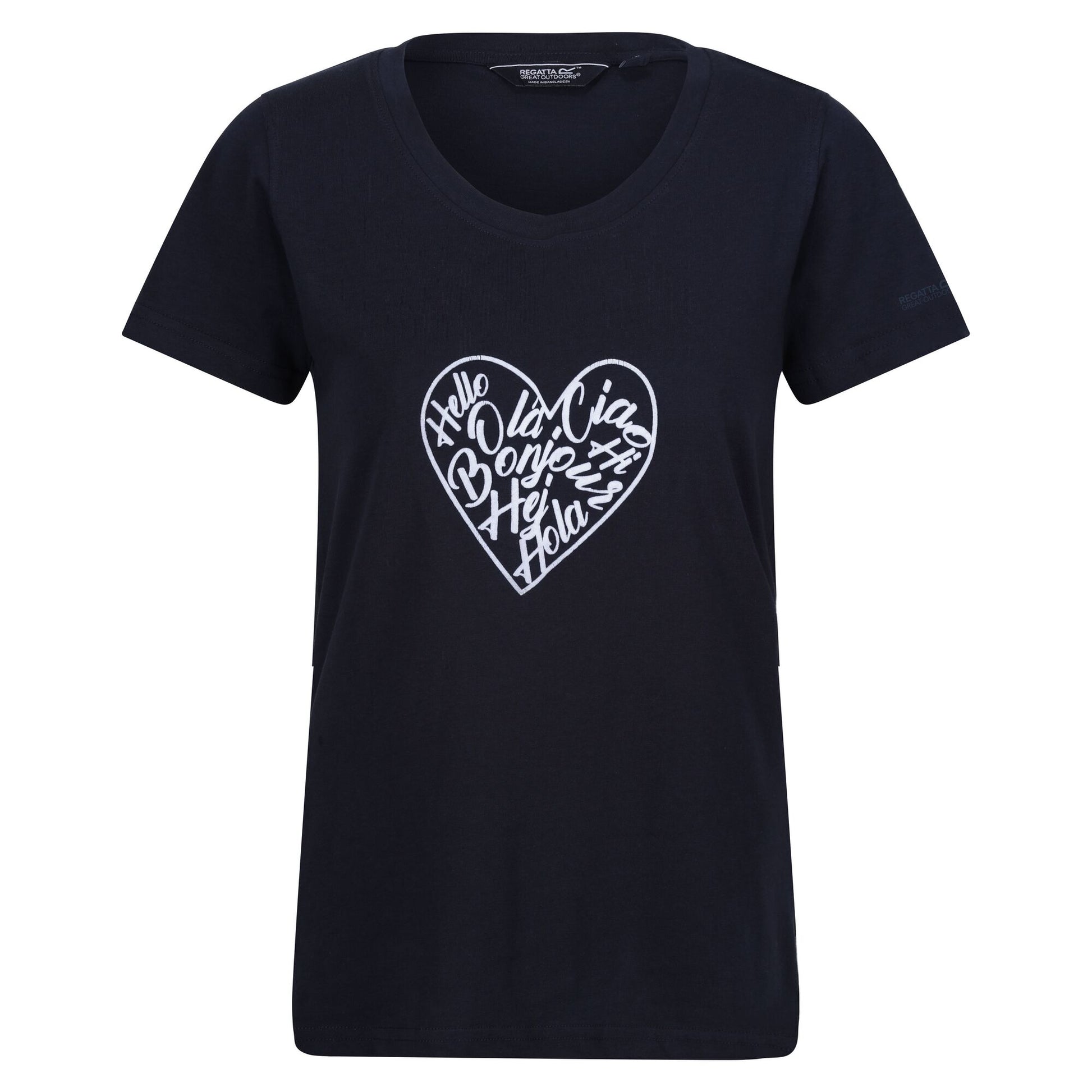 Navy - Front - Regatta Womens-Ladies Filandra VIII Amore Heart T-Shirt