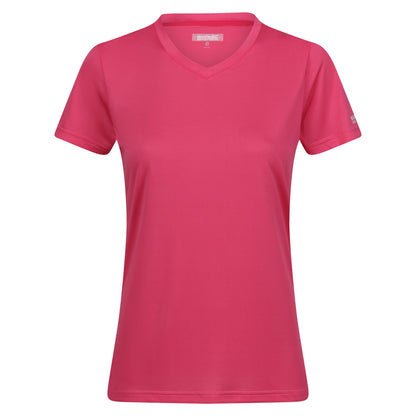 Flamingo Pink - Front - Regatta Womens-Ladies Fingal V Neck T-Shirt