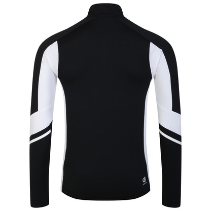 Black-White - Back - Dare 2B Mens Speed Core Stretch Half Zip Base Layer Top