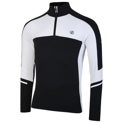 Black-White - Side - Dare 2B Mens Speed Core Stretch Half Zip Base Layer Top