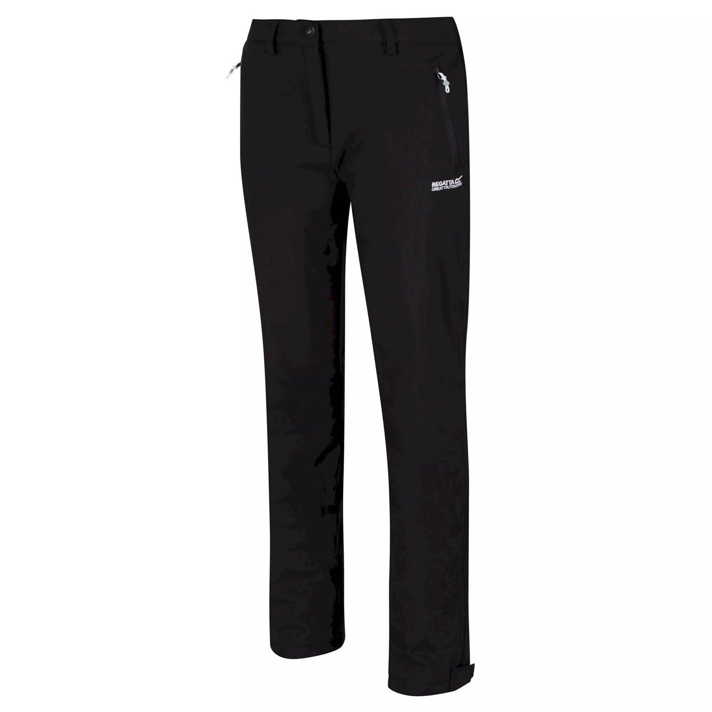 Black - Side - Regatta Great Outdoors Womens-Ladies Geo Softshell II Short Leg Trousers
