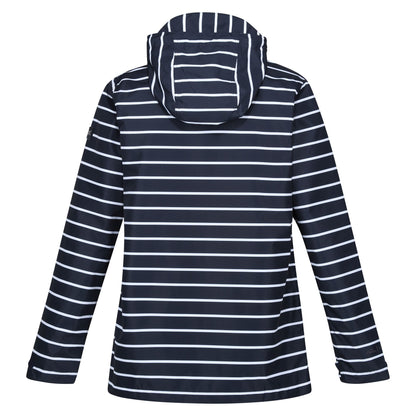 Navy-White - Back - Regatta Womens-Ladies Bayletta Striped Waterproof Jacket