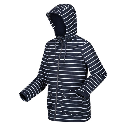 Navy-White - Side - Regatta Womens-Ladies Bayletta Striped Waterproof Jacket