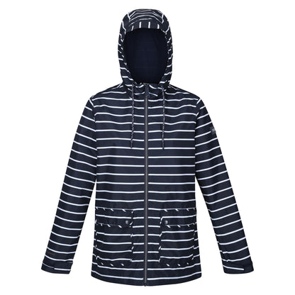 Navy-White - Front - Regatta Womens-Ladies Bayletta Striped Waterproof Jacket