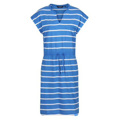 Sonic Blue-White - Front - Regatta Womens-Ladies Bayletta Striped Midi Dress