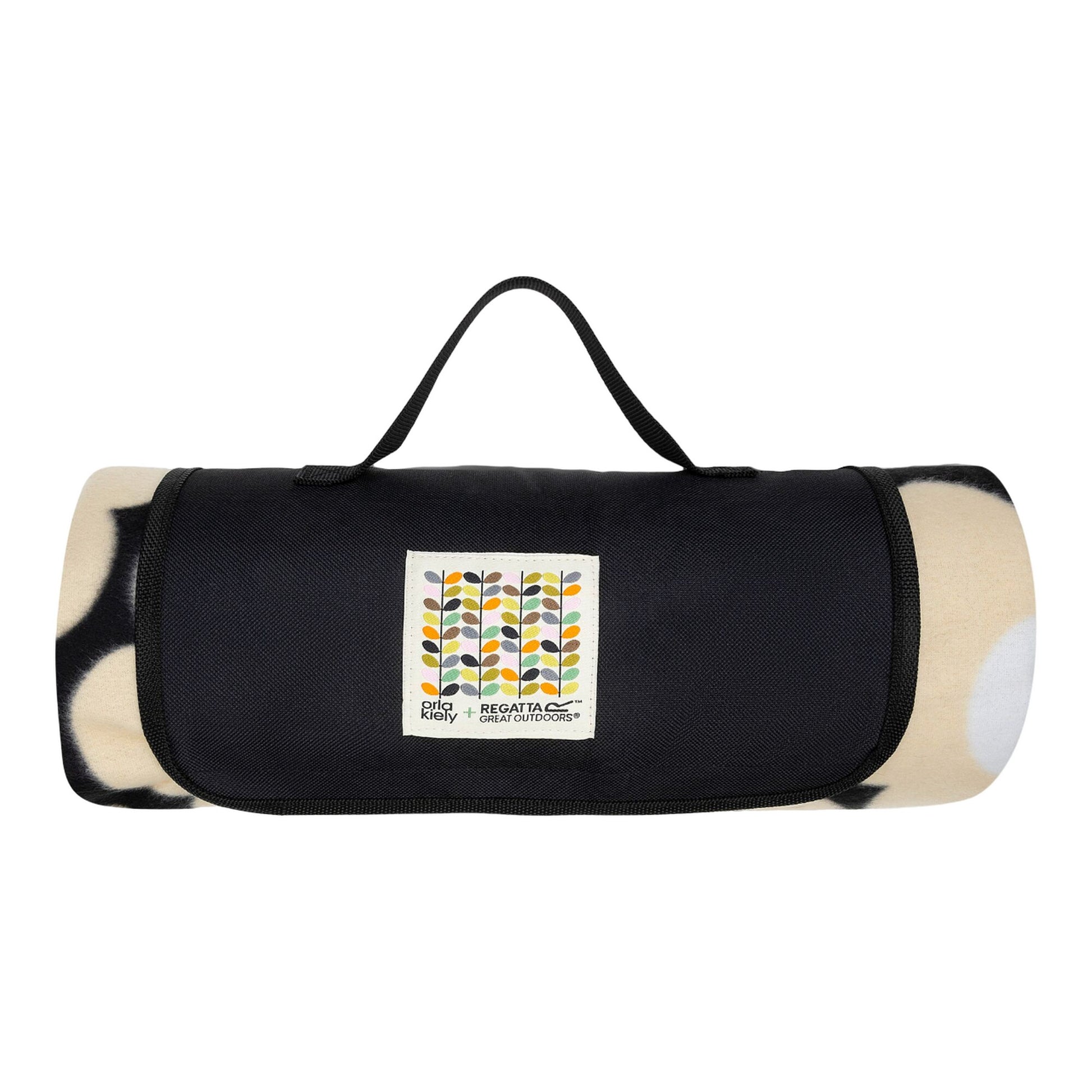 Black - Side - Regatta Orla Kiely Daisy Picnic Blanket