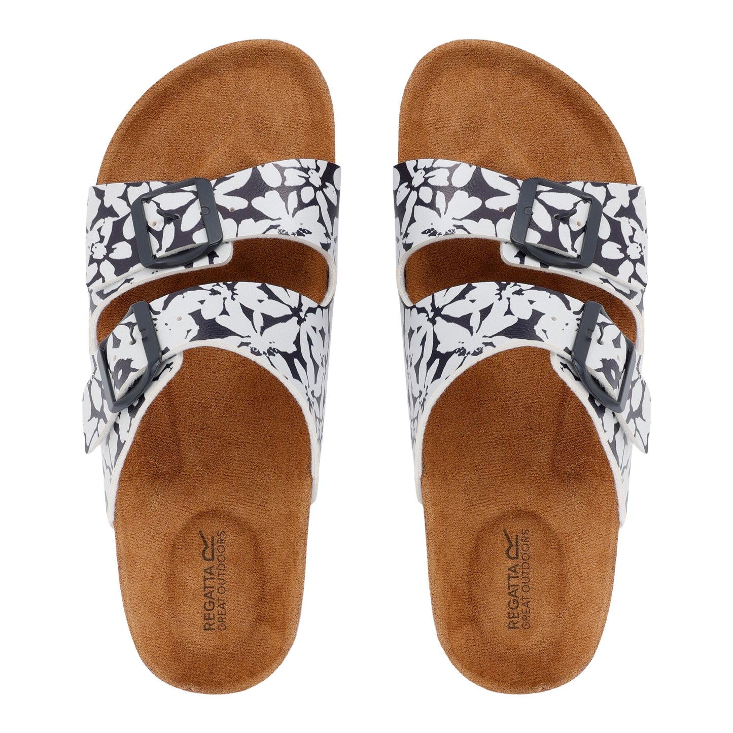 Navy-White - Pack Shot - Regatta Womens-Ladies Mia Double Strap Sandals