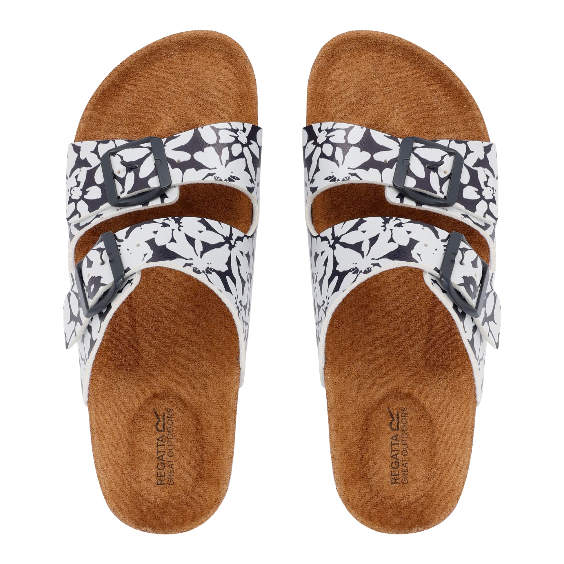 Navy-White - Pack Shot - Regatta Womens-Ladies Mia Double Strap Sandals