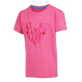 Flamingo Pink - Side - Regatta Childrens-Kids Bosley VII Text T-Shirt
