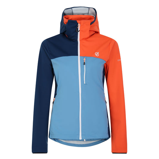 Niagara Blue-Satsuma - Front - Dare 2B Womens-Ladies Lexan Colour Block Soft Shell Jacket