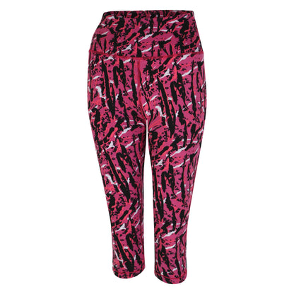 Neon Pink - Side - Dare 2B Womens-Ladies Influential Zebra Print 3-4 Leggings