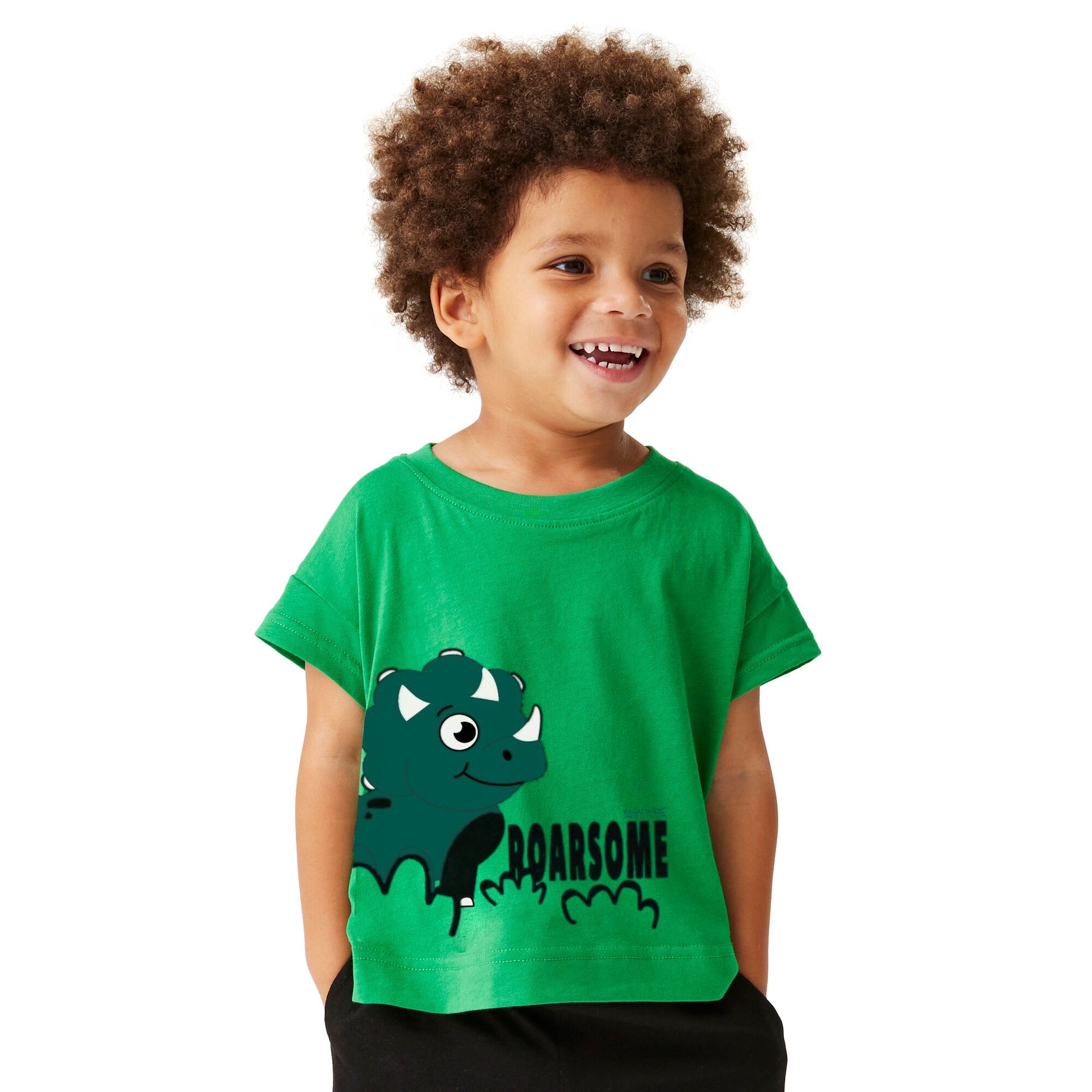 Jellybean Green - Lifestyle - Regatta Childrens-Kids Stompy The Dinosaur T-Shirt