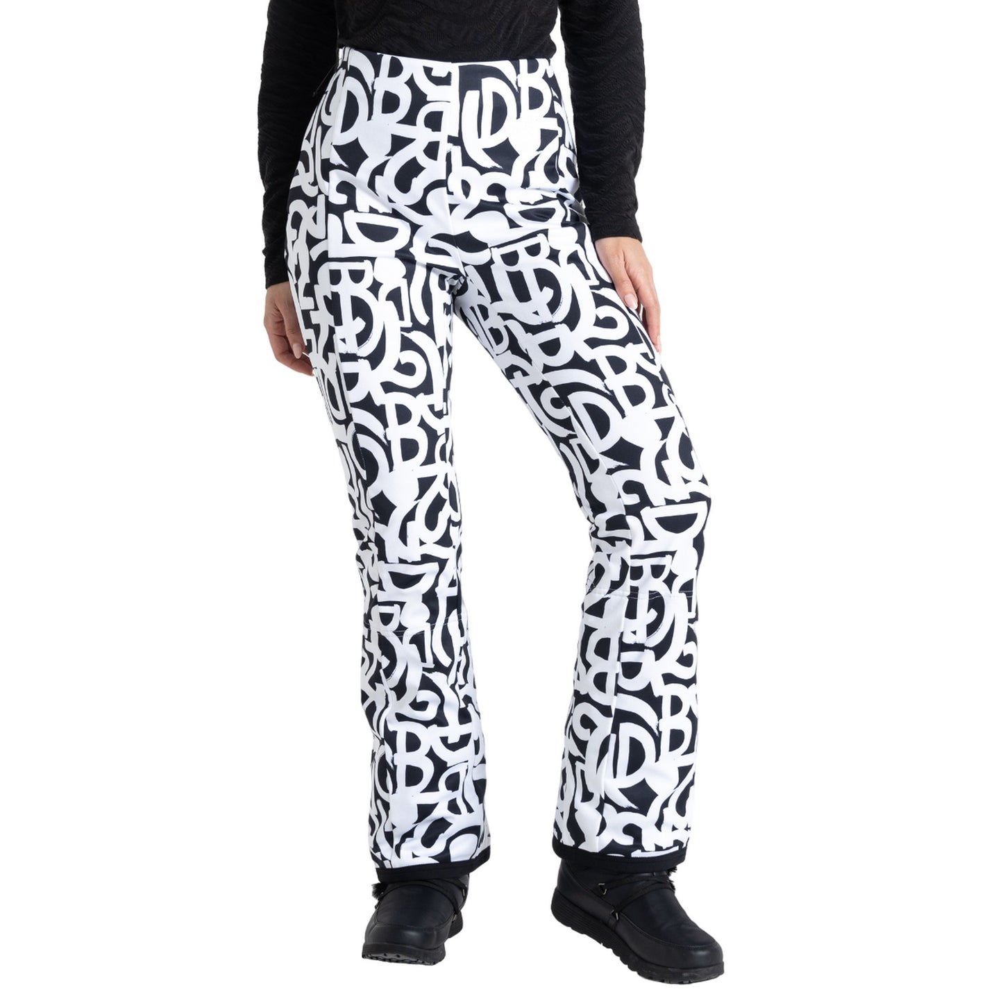 Black-White - Lifestyle - Dare 2B Womens-Ladies Uphill Graffiti Ski Trousers