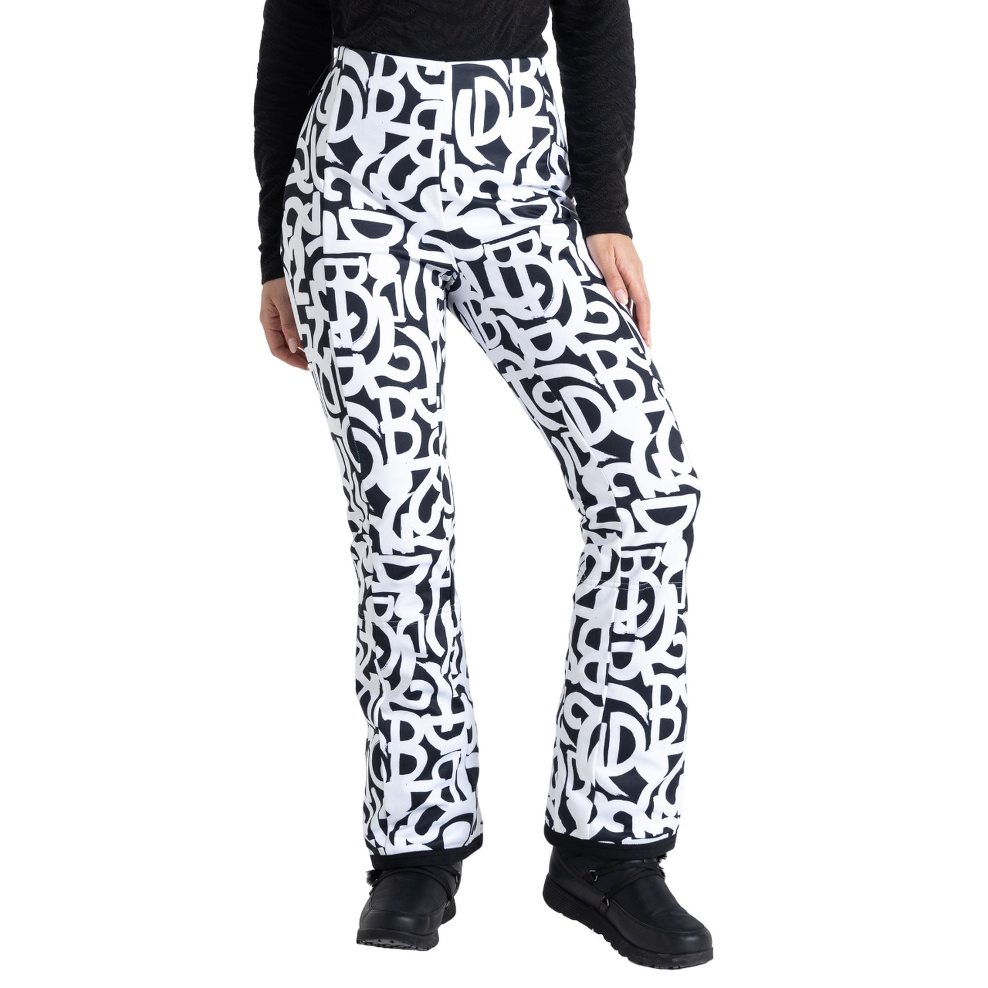 Black-White - Lifestyle - Dare 2B Womens-Ladies Uphill Graffiti Ski Trousers