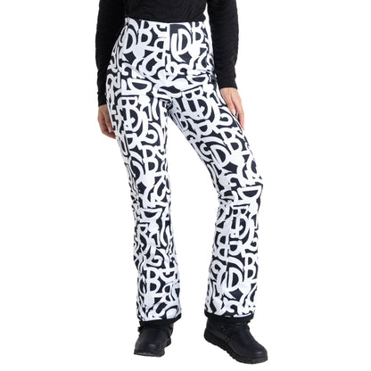 Black-White - Lifestyle - Dare 2B Womens-Ladies Uphill Graffiti Ski Trousers