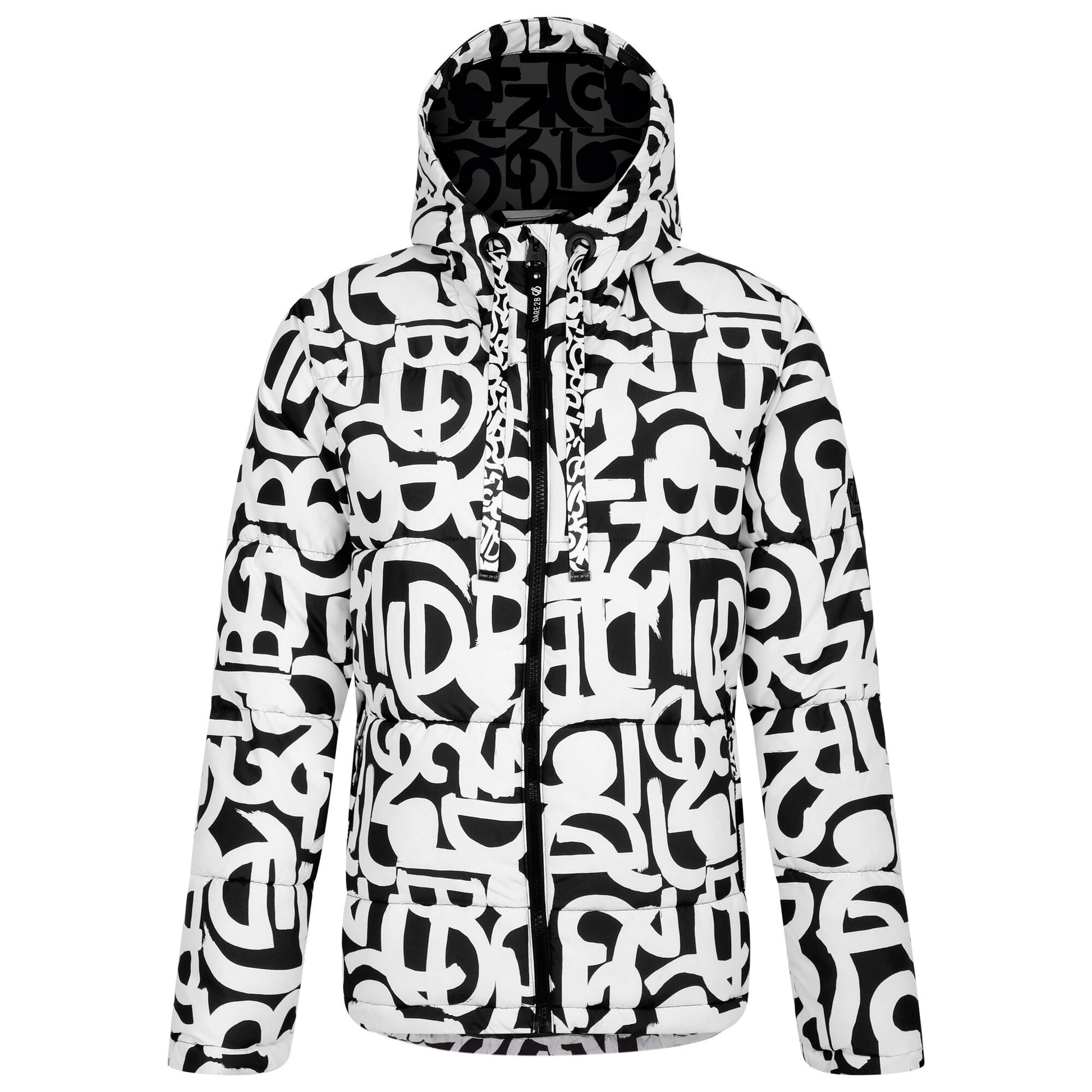 Black-White - Front - Dare 2B Womens-Ladies Society Graffiti Padded Jacket