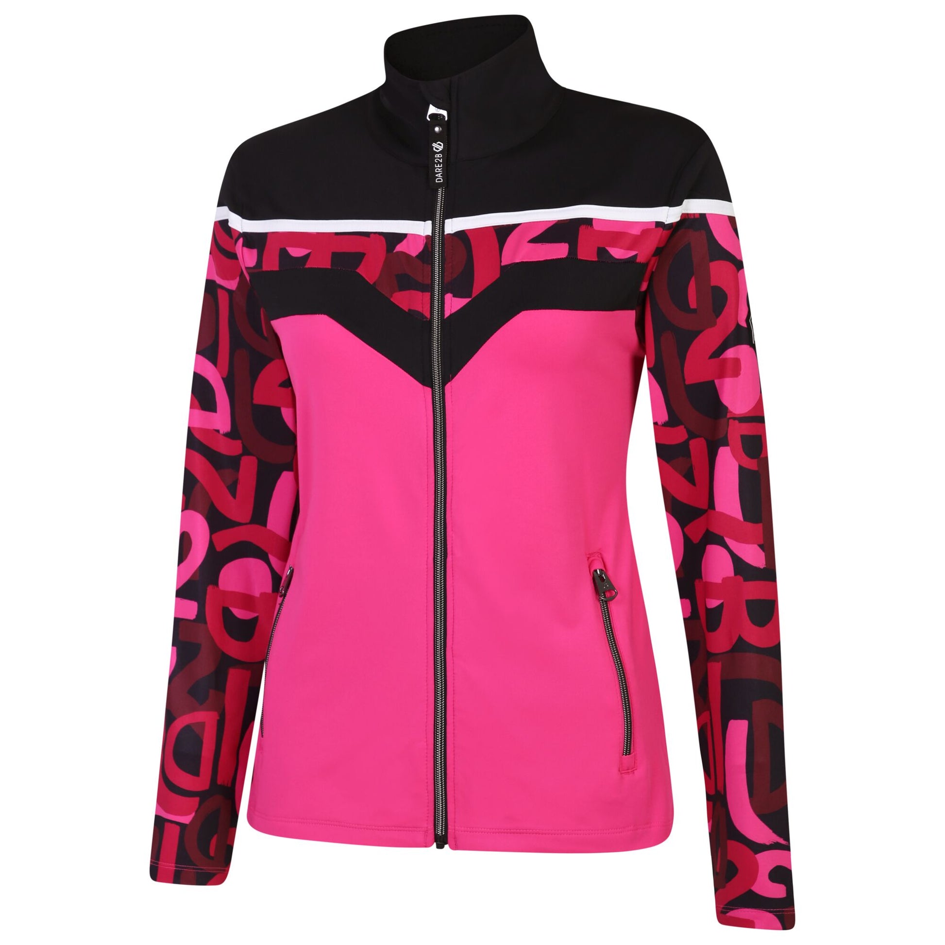 Pure Pink-Black - Side - Dare 2B Womens-Ladies Rocker Graffiti Core Stretch Ski Jacket