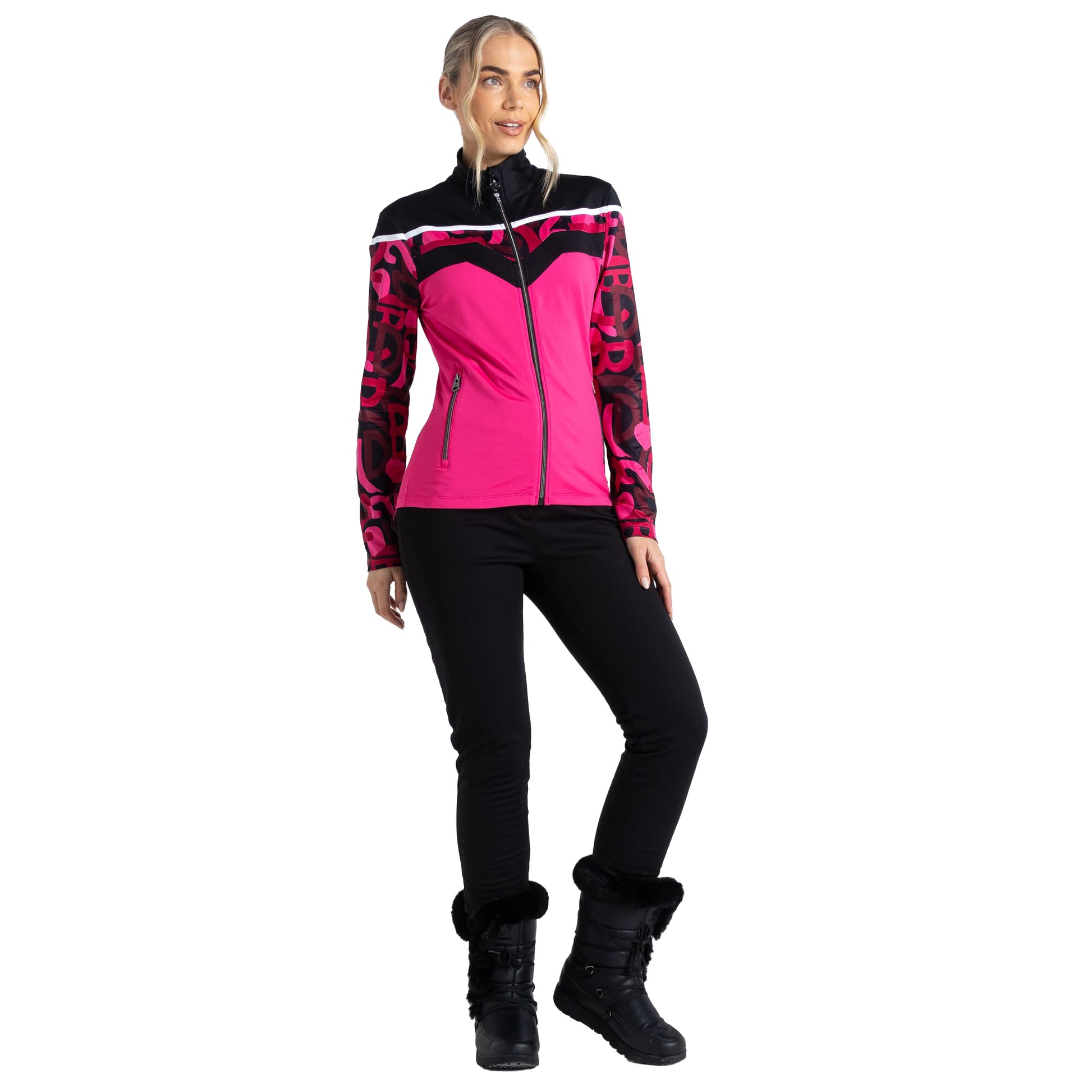 Pure Pink-Black - Lifestyle - Dare 2B Womens-Ladies Rocker Graffiti Core Stretch Ski Jacket
