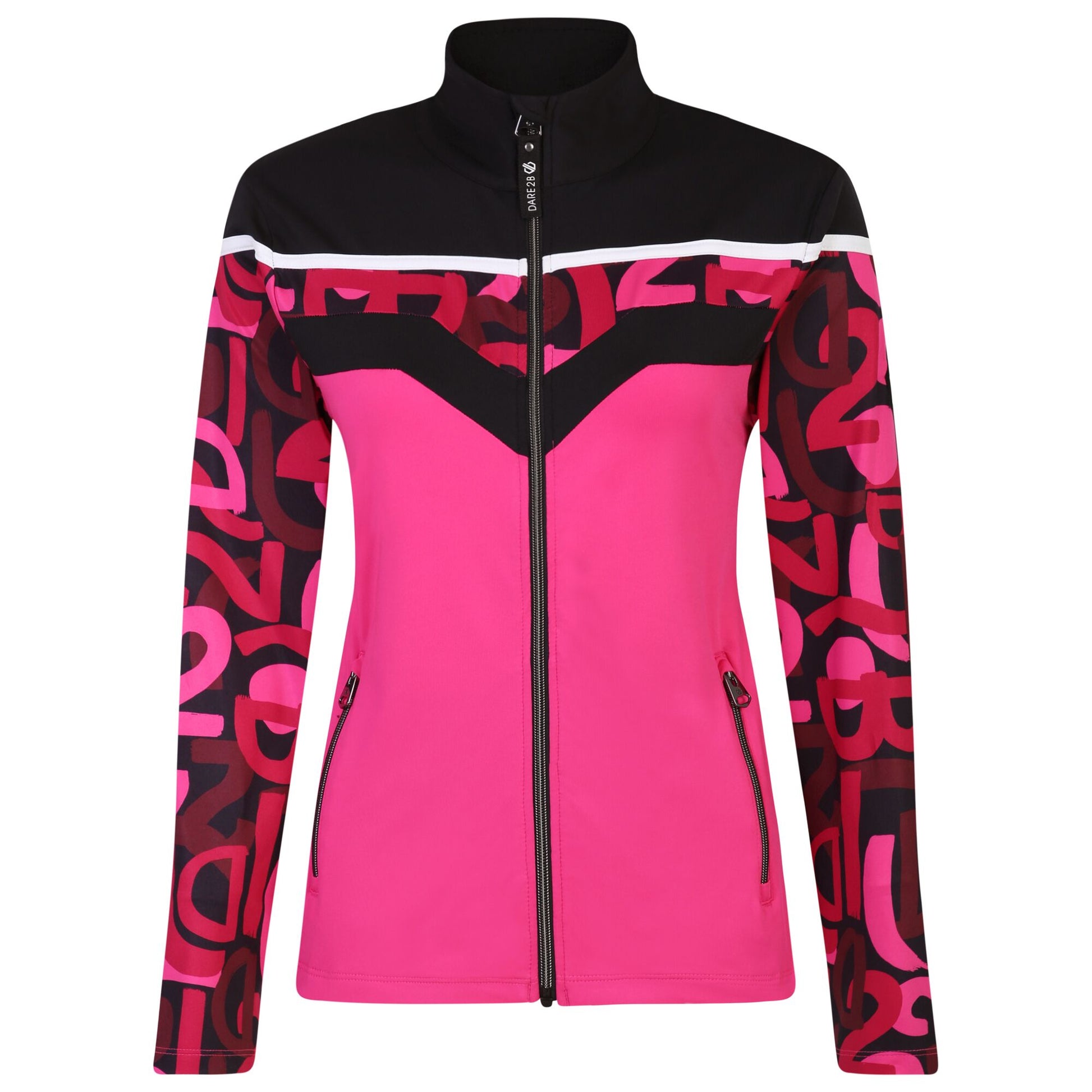 Pure Pink-Black - Front - Dare 2B Womens-Ladies Rocker Graffiti Core Stretch Ski Jacket