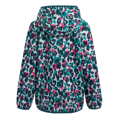 Bleached Aqua - Back - Regatta Childrens-Kids Lever Leopard Print Packaway Waterproof Jacket