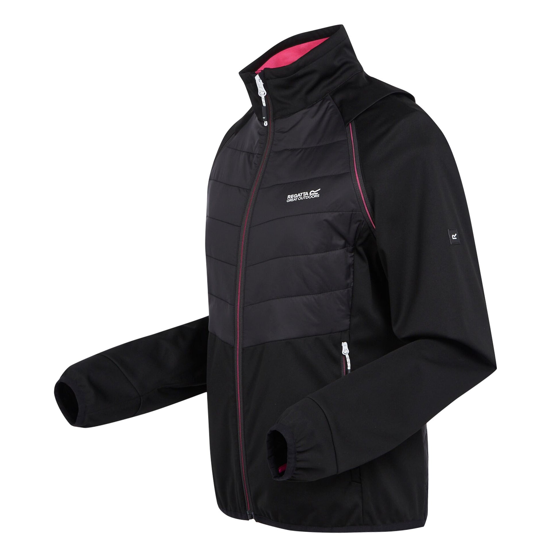Black-Flamingo Pink - Side - Regatta Womens-Ladies Steren II Hybrid Jacket