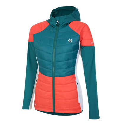 Fortune Green-Neon Peach-White - Side - Dare 2B Womens-Ladies Culmination Wool Padded Hybrid Jacket
