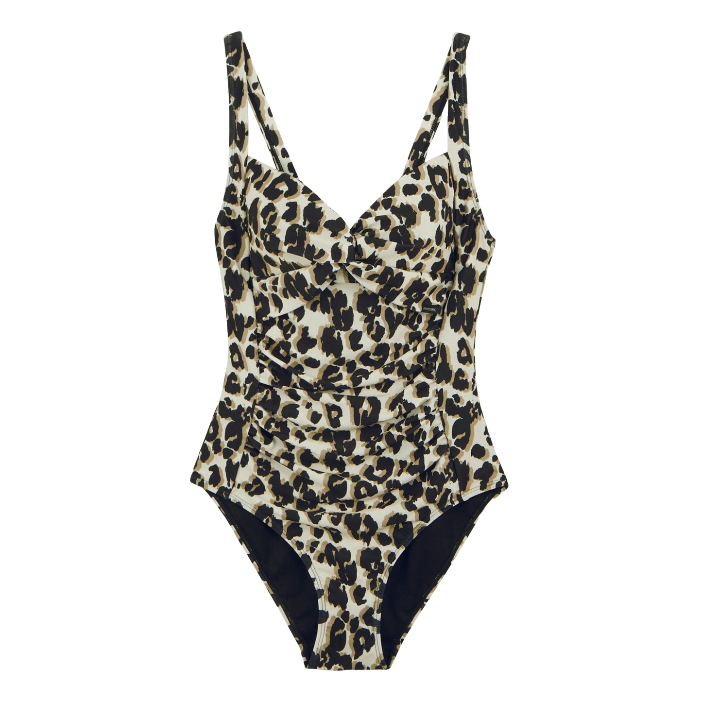 Natural - Front - Regatta Womens-Ladies Sakari Leopard Print Tummy Control One Piece Swimsuit