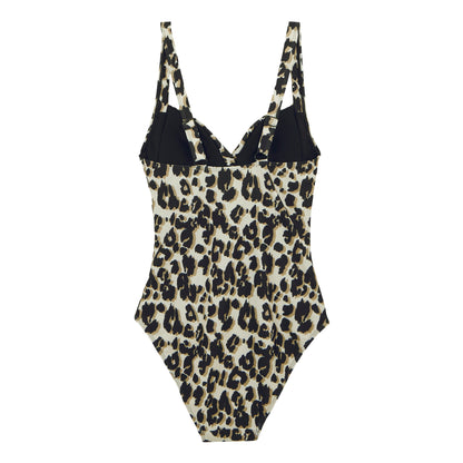 Natural - Back - Regatta Womens-Ladies Sakari Leopard Print Tummy Control One Piece Swimsuit