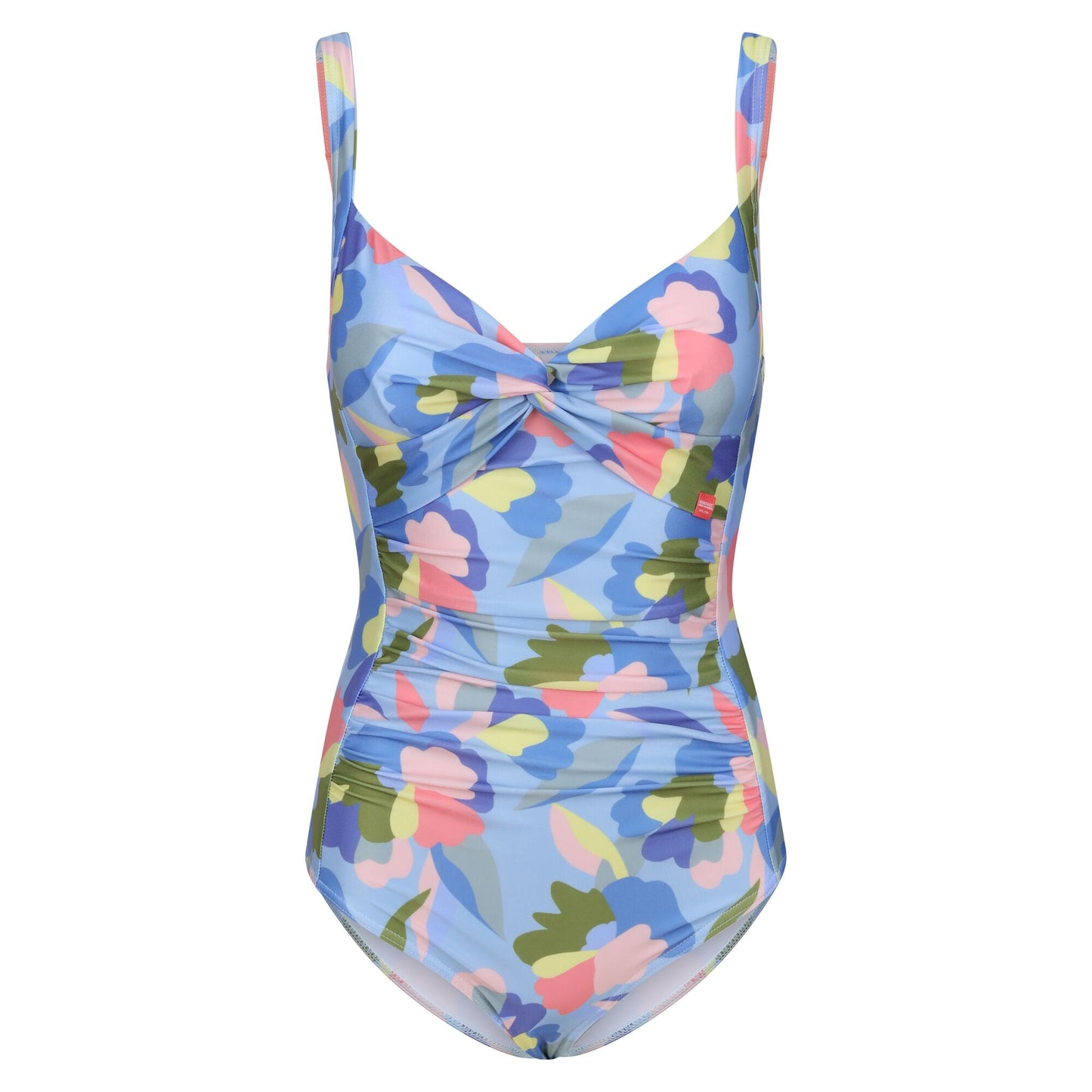 Blue-Green-Yellow - Front - Regatta Womens-Ladies Sakari Abstract Floral Tummy Control One Piece Swimsuit