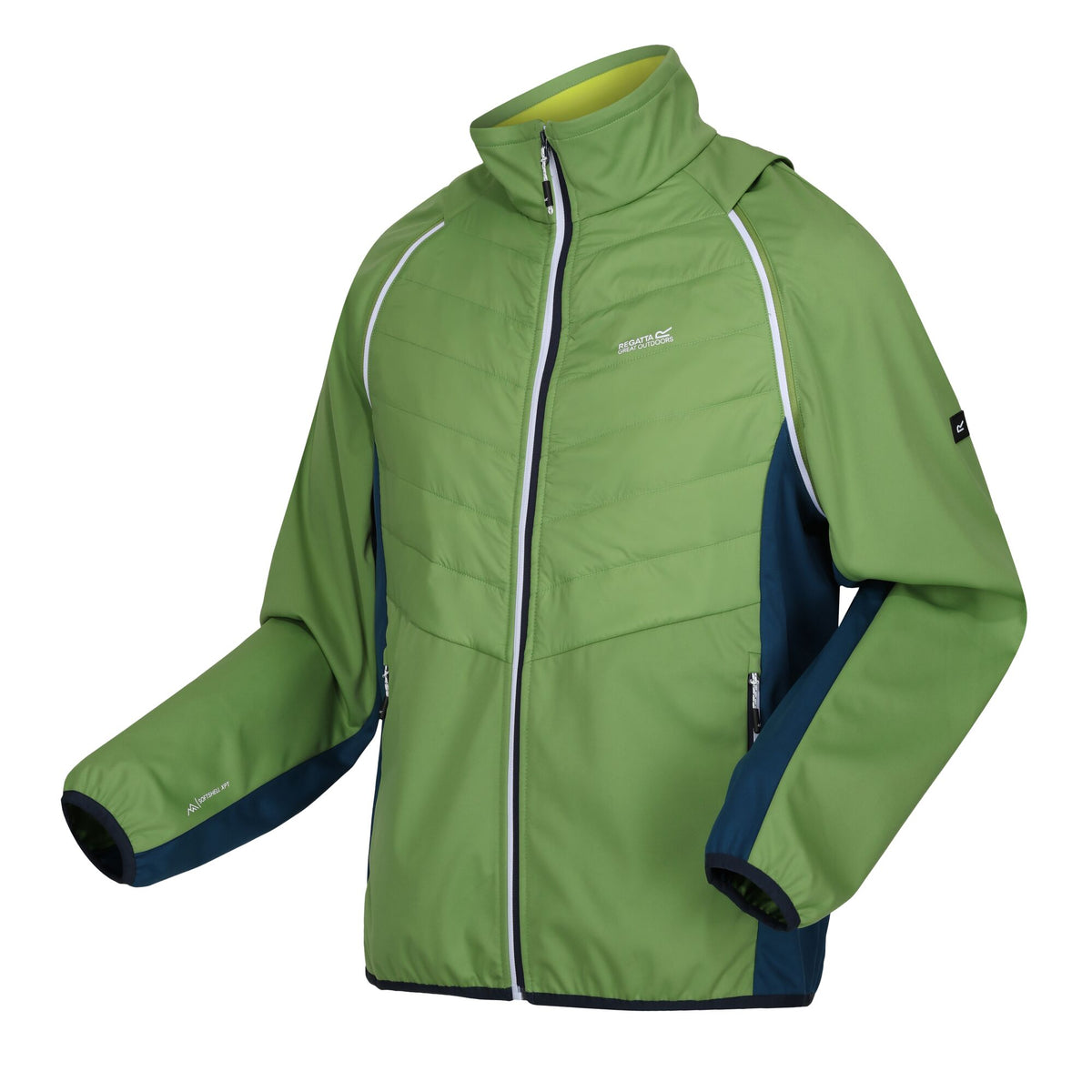 Piquant Green-Moroccan Blue-Citron Lime - Side - Regatta Mens Steren II Softshell Hybrid Jacket