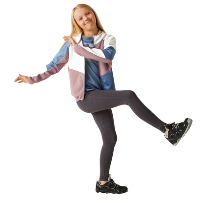 White-Heather - Close up - Regatta Childrens-Kids Dissolver VIII Full Zip Fleece Jacket