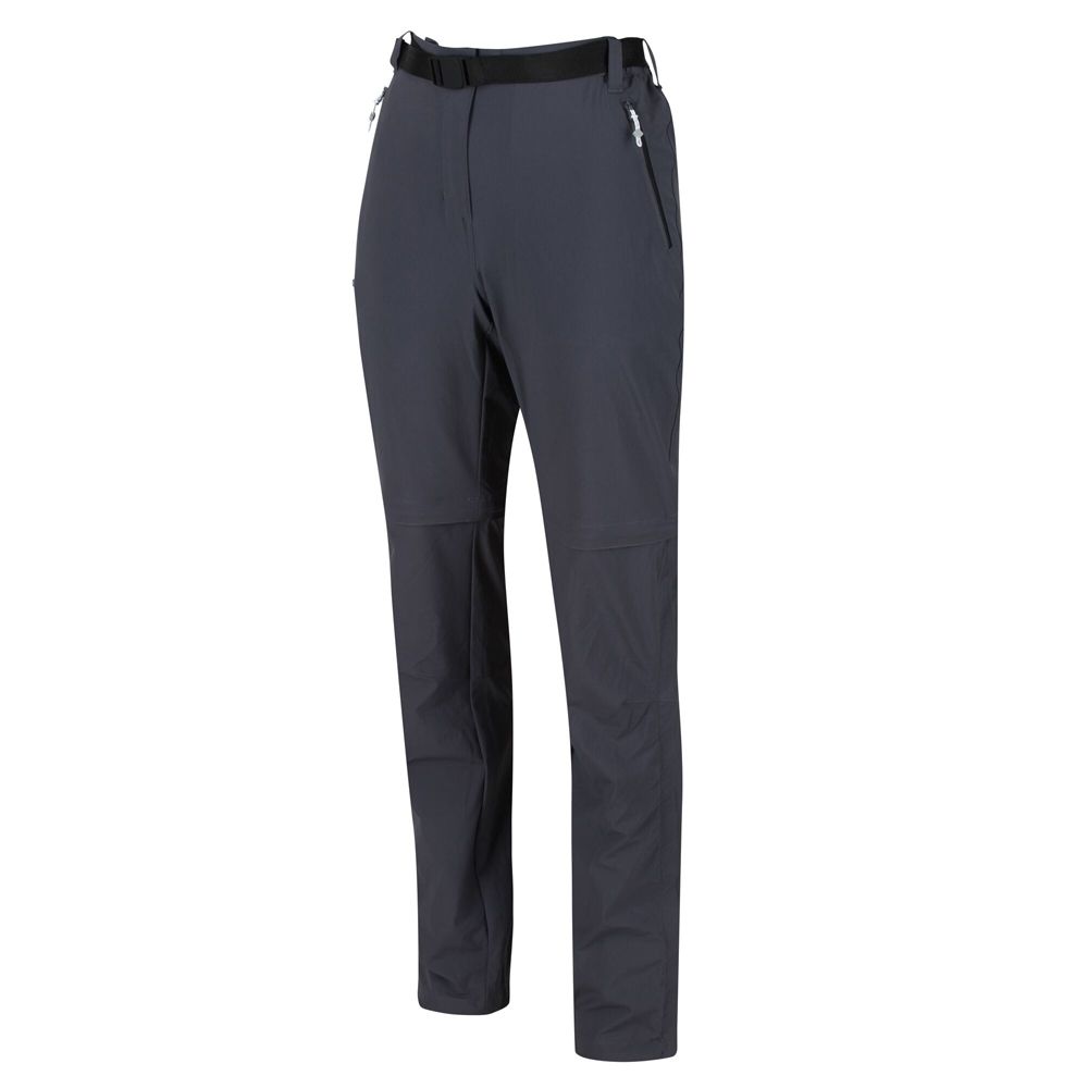 Seal Grey - Front - Regatta Womens-Ladies Xert III Zip-Off Trousers