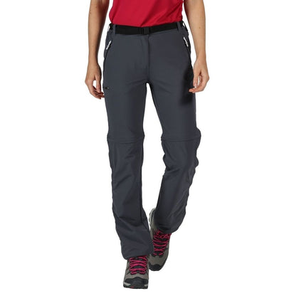 Seal Grey - Side - Regatta Womens-Ladies Xert III Zip-Off Trousers