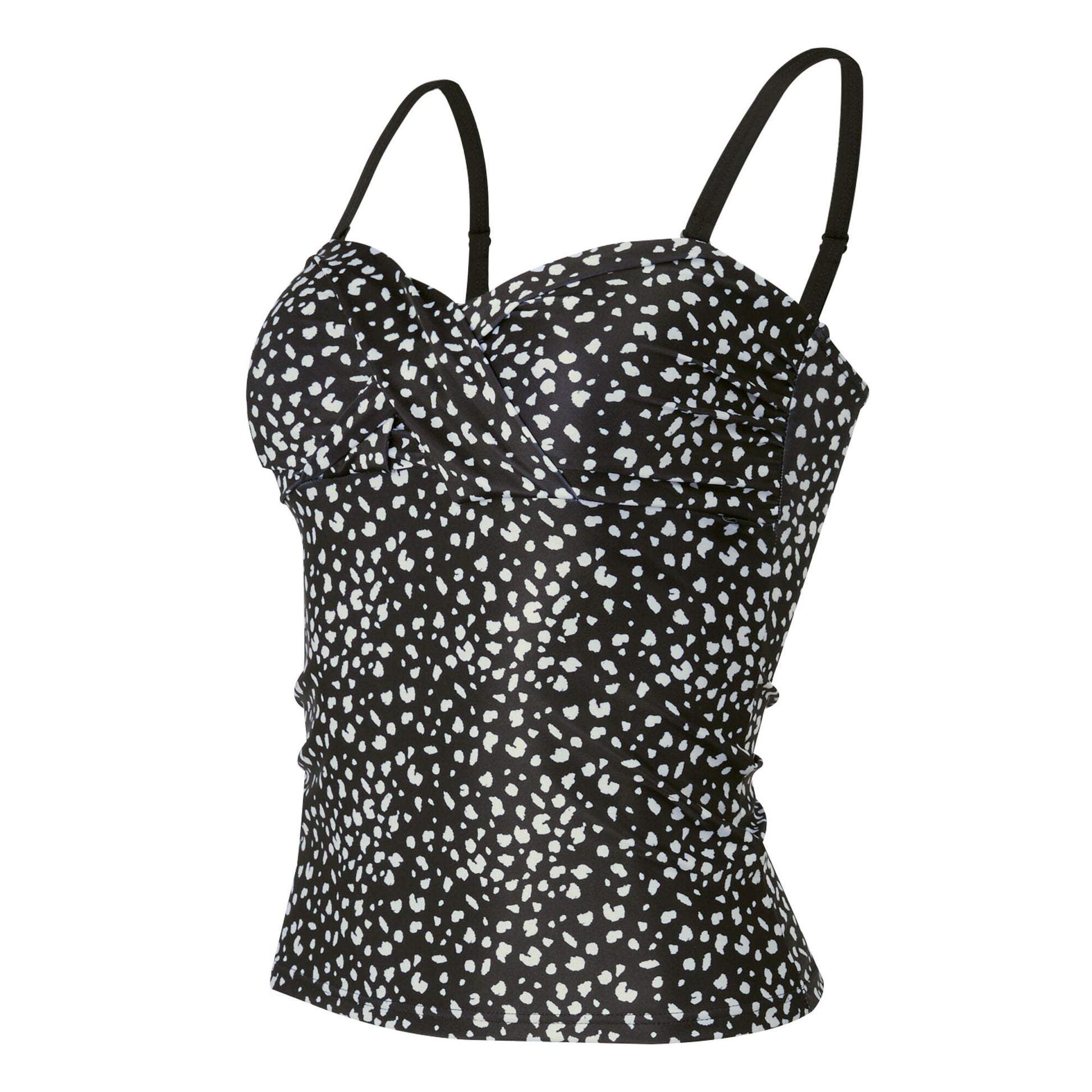 Black-White - Side - Regatta Womens-Ladies Aceana III Polka Dot Tankini Top