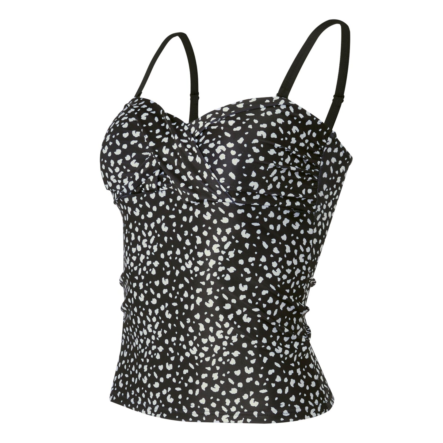 Black-White - Side - Regatta Womens-Ladies Aceana III Polka Dot Tankini Top